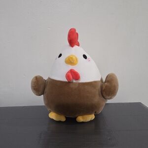 Plush Chicken Toy - Brown and White